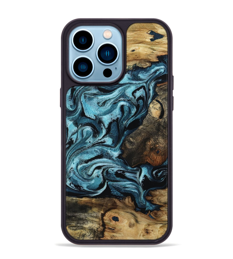 iPhone 14 Pro Max Wood Phone Case - Cade (Blue, 801226)
