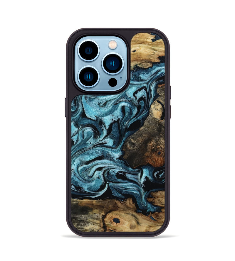 iPhone 14 Pro Wood Phone Case - Cade (Blue, 801226)