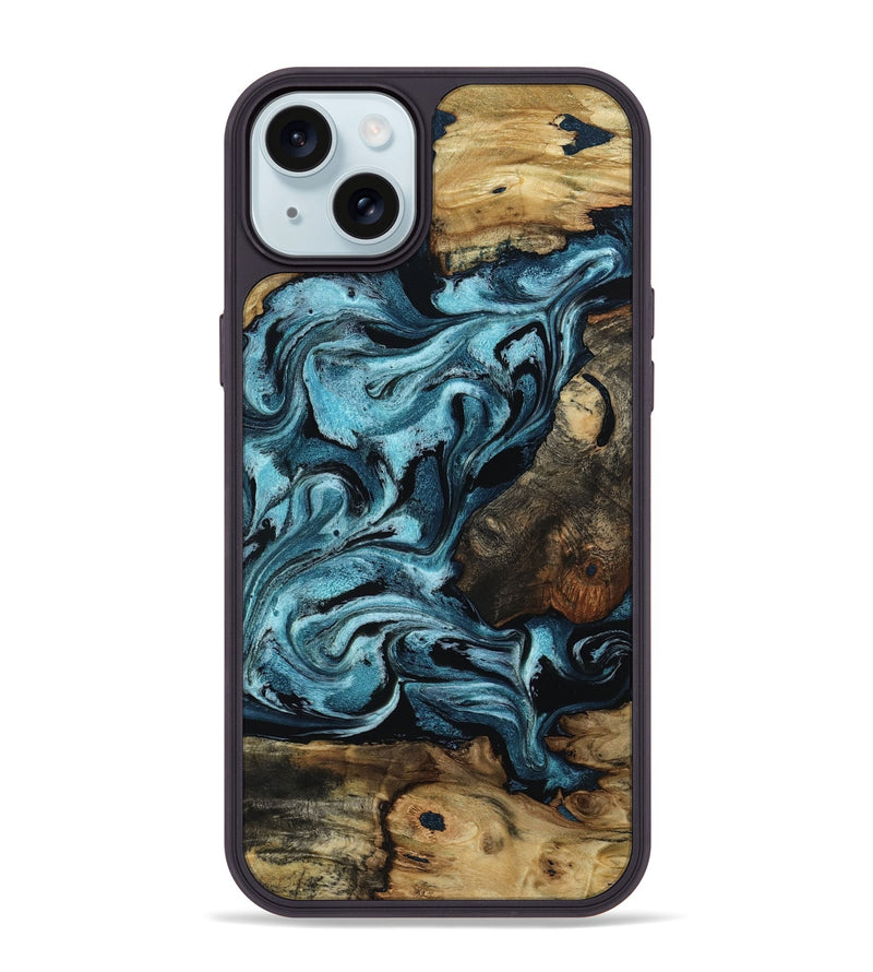 iPhone 15 Plus Wood Phone Case - Cade (Blue, 801226)