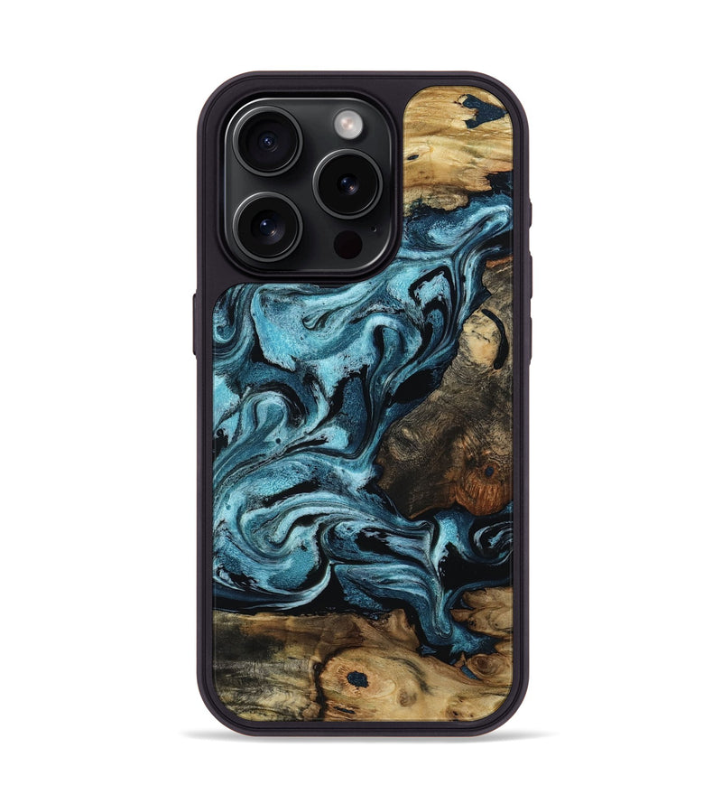 iPhone 15 Pro Wood Phone Case - Cade (Blue, 801226)