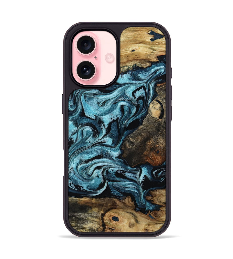 iPhone 16 Wood Phone Case - Cade (Blue, 801226)