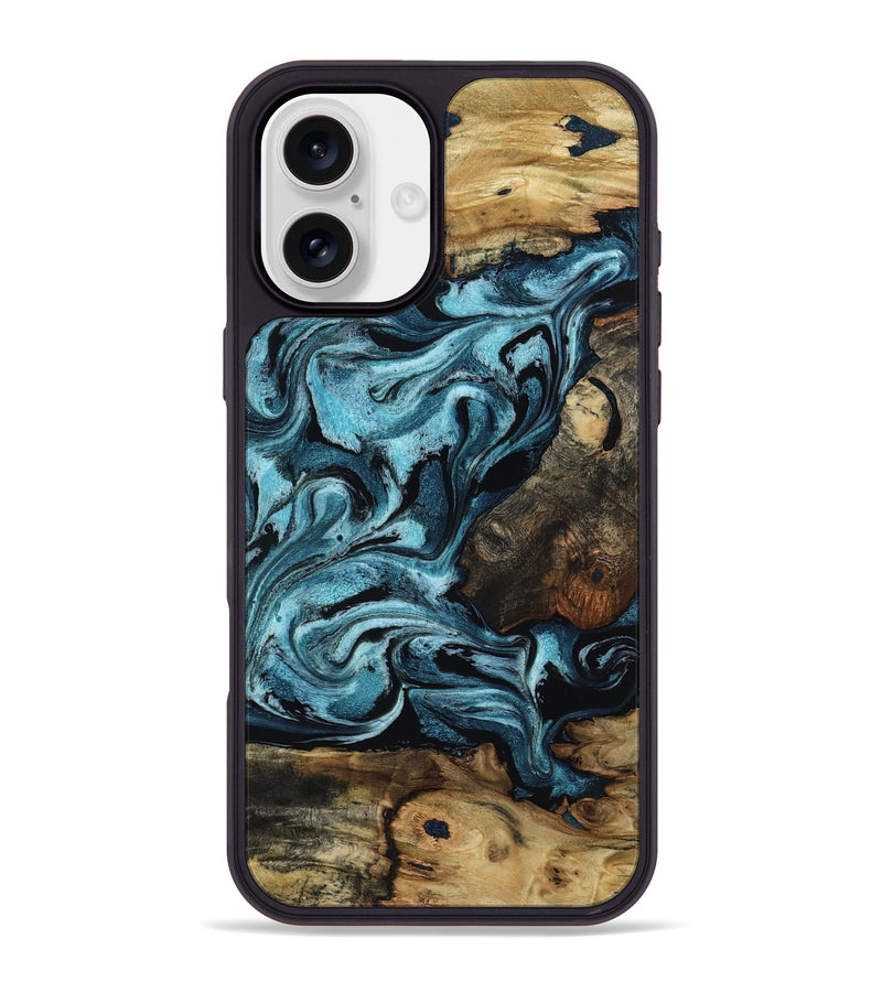 iPhone 16 Plus Wood Phone Case - Cade (Blue, 801226)