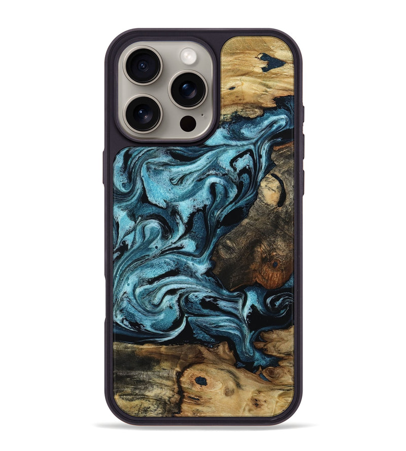 iPhone 16 Pro Max Wood Phone Case - Cade (Blue, 801226)