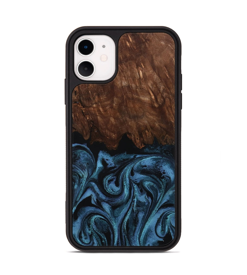 iPhone 11 Wood Phone Case - Lian (Blue, 801227)