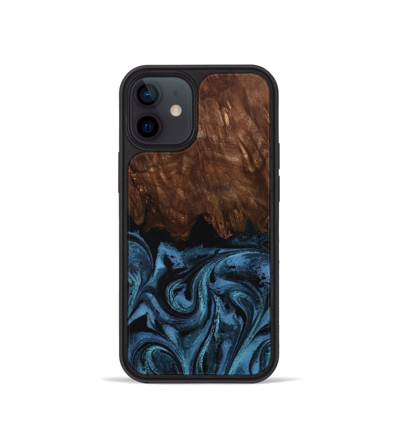 iPhone 12 mini Wood Phone Case - Lian (Blue, 801227)
