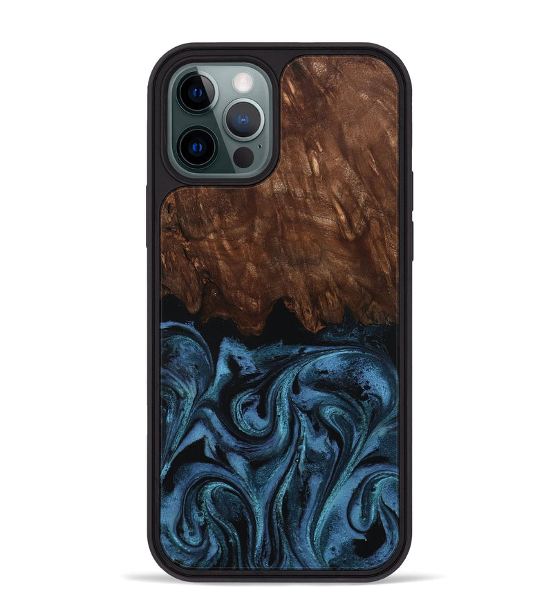 iPhone 12 Pro Max Wood Phone Case - Lian (Blue, 801227)
