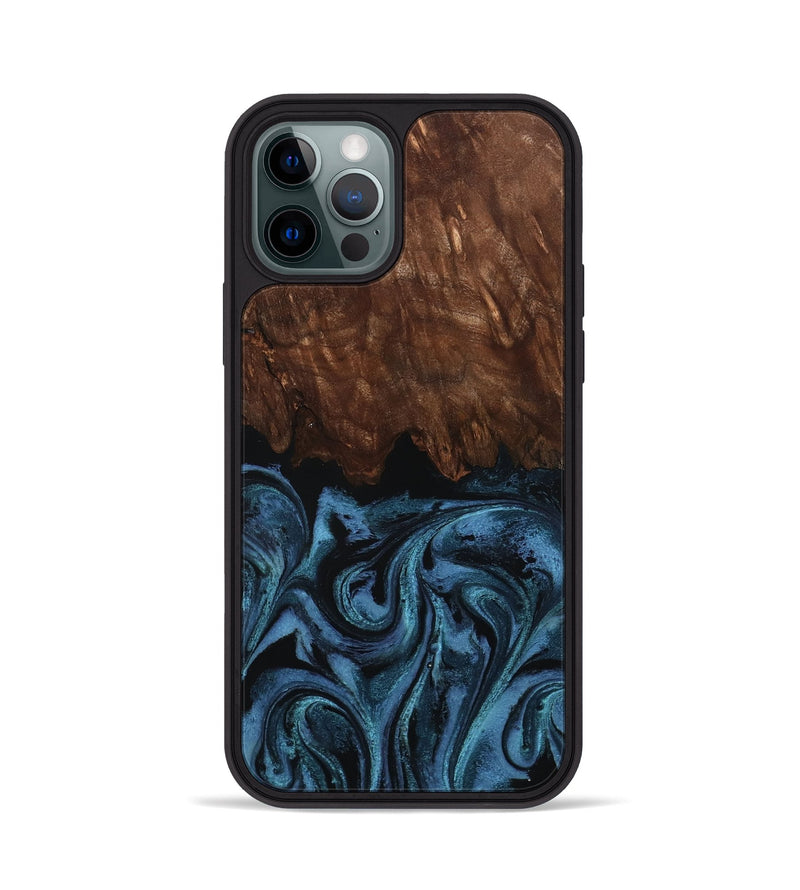 iPhone 12 Pro Wood Phone Case - Lian (Blue, 801227)