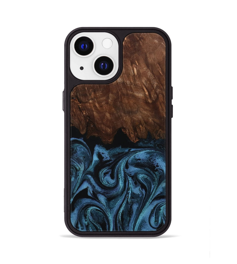 iPhone 13 Wood Phone Case - Lian (Blue, 801227)