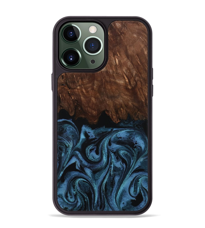 iPhone 13 Pro Max Wood Phone Case - Lian (Blue, 801227)