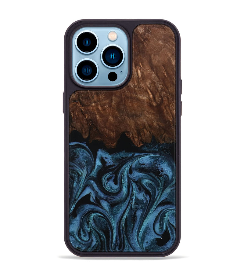 iPhone 14 Pro Max Wood Phone Case - Lian (Blue, 801227)