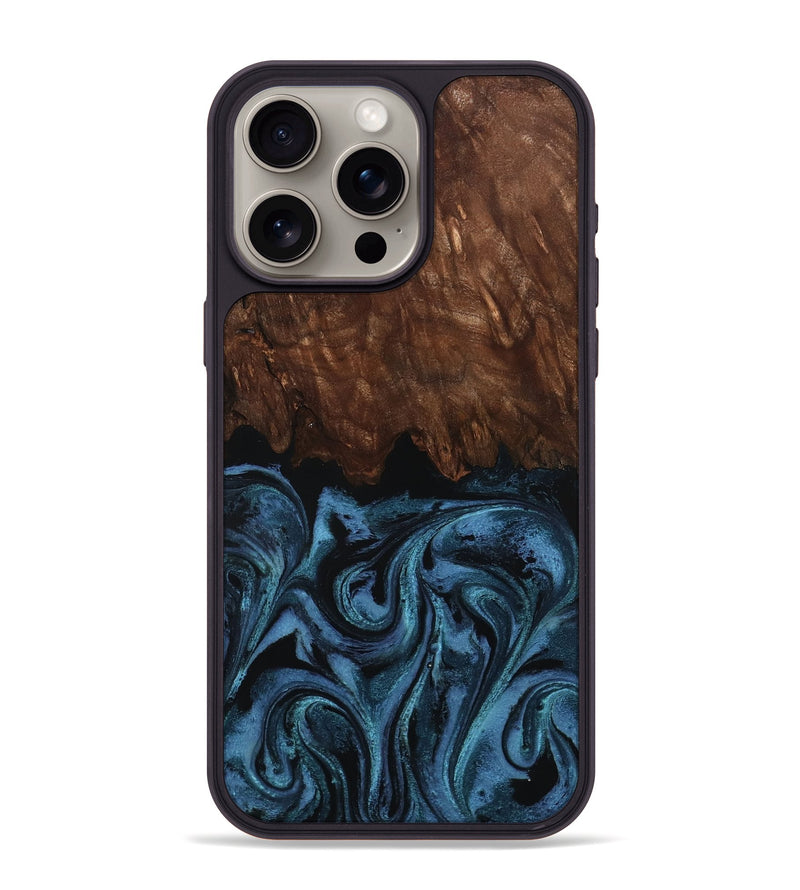 iPhone 15 Pro Max Wood Phone Case - Lian (Blue, 801227)