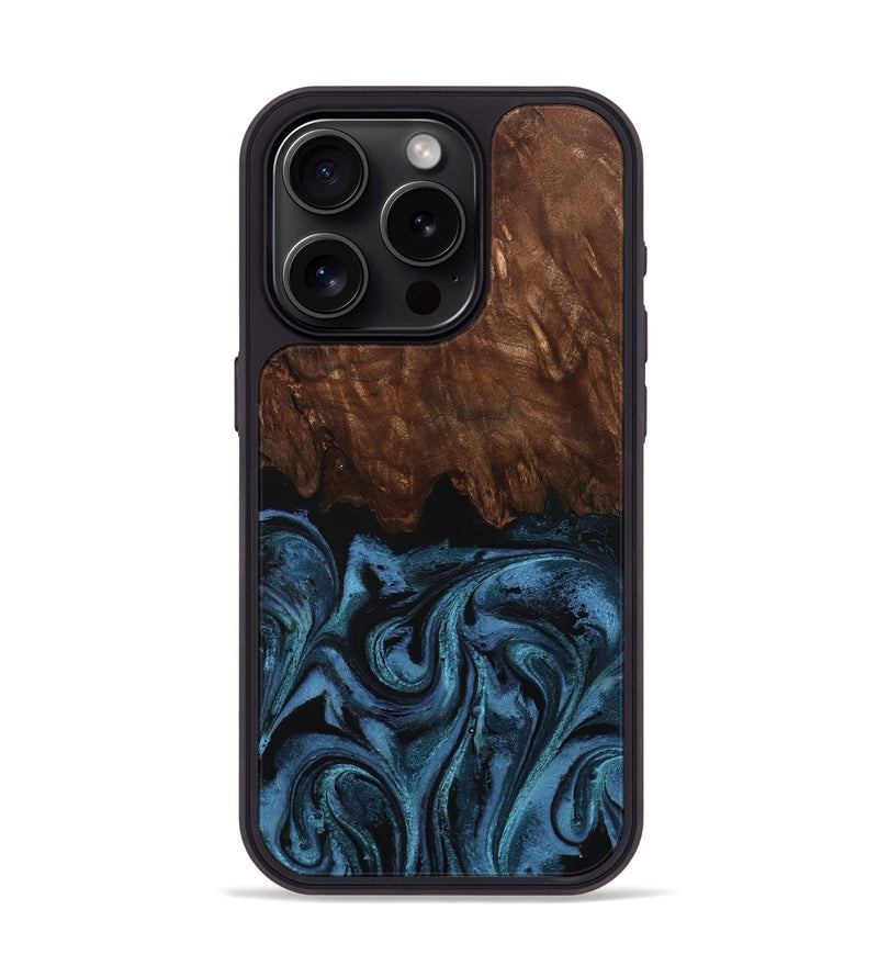 iPhone 15 Pro Wood Phone Case - Lian (Blue, 801227)