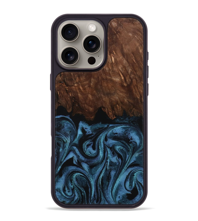 iPhone 16 Pro Max Wood Phone Case - Lian (Blue, 801227)
