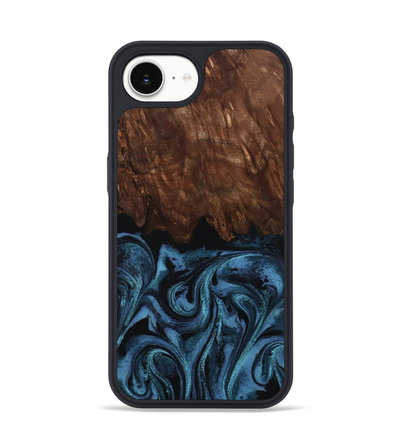 iPhone 16e Wood Phone Case - Lian (Blue, 801227)