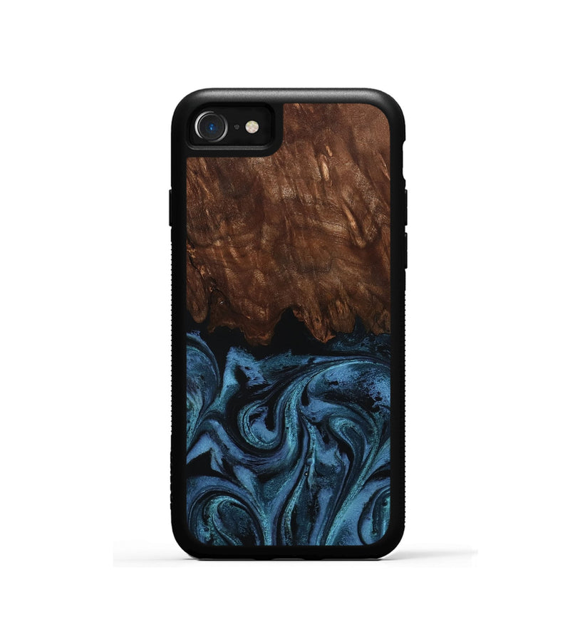 iPhone SE Wood Phone Case - Lian (Blue, 801227)