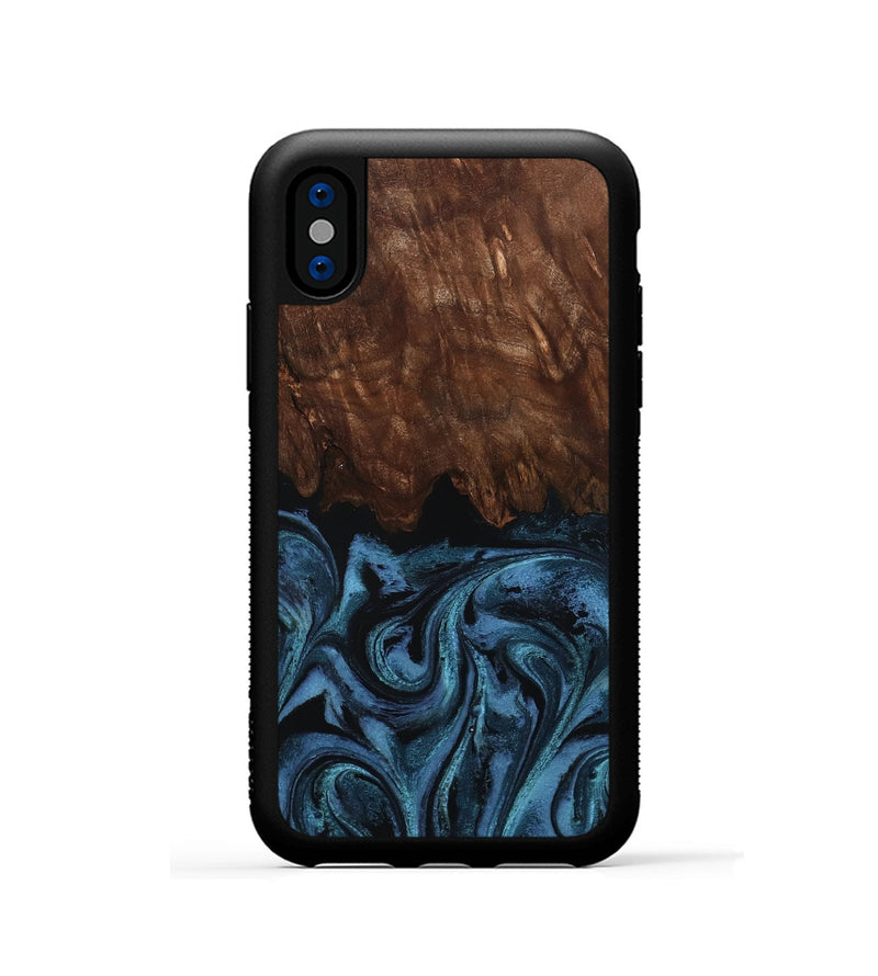 iPhone Xs Wood Phone Case - Lian (Blue, 801227)