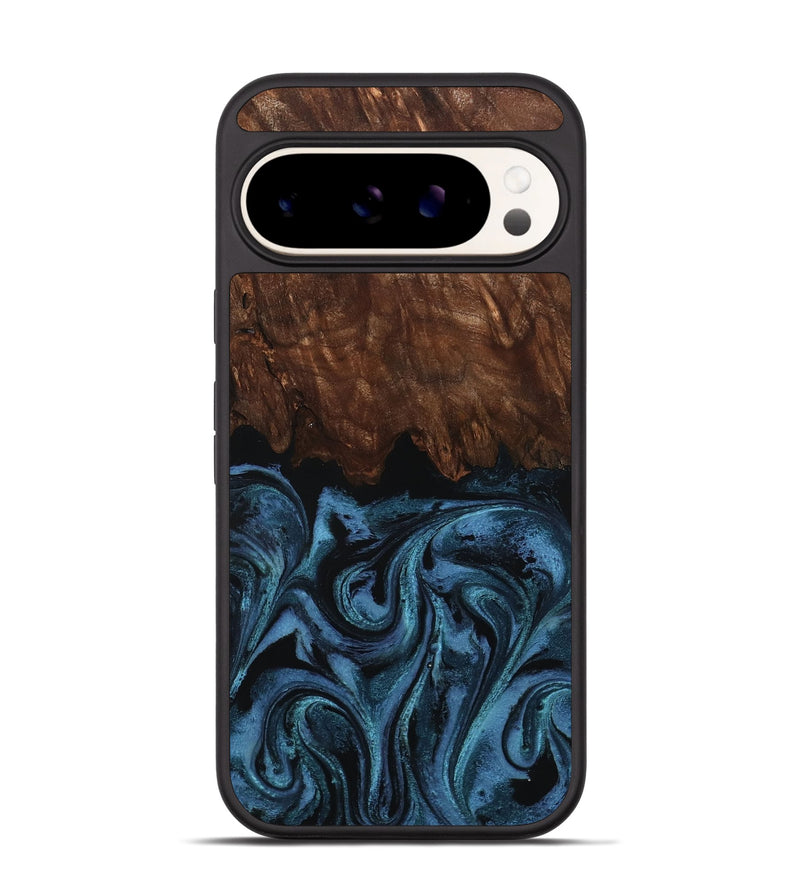 Pixel 9 Wood Phone Case - Lian (Blue, 801227)