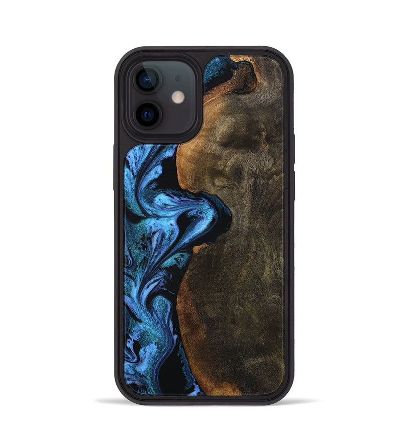 iPhone 12 Wood Phone Case - Tamia (Blue, 801228)