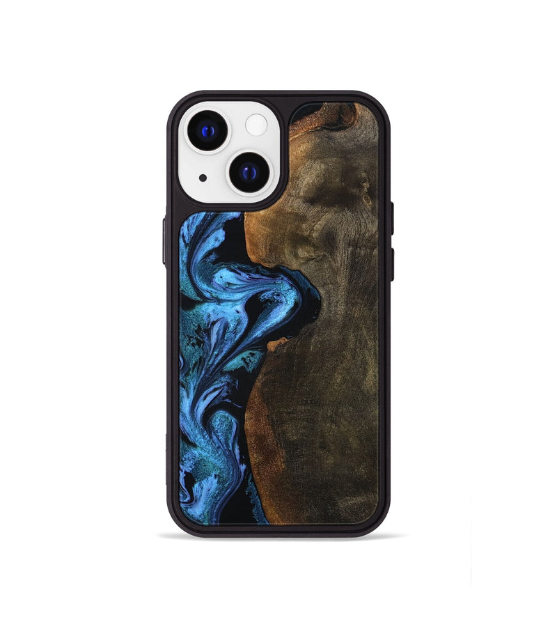 iPhone 13 mini Wood Phone Case - Tamia (Blue, 801228)