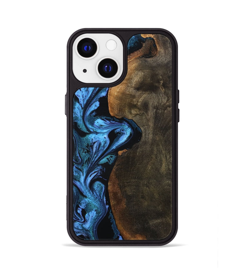 iPhone 13 Wood Phone Case - Tamia (Blue, 801228)