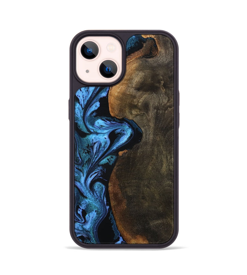 iPhone 14 Wood Phone Case - Tamia (Blue, 801228)