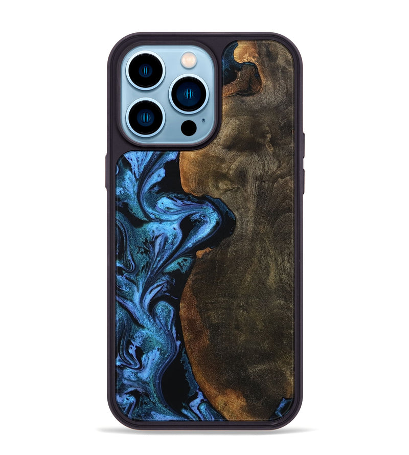 iPhone 14 Pro Max Wood Phone Case - Tamia (Blue, 801228)