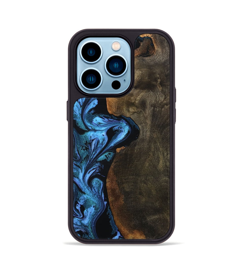 iPhone 14 Pro Wood Phone Case - Tamia (Blue, 801228)