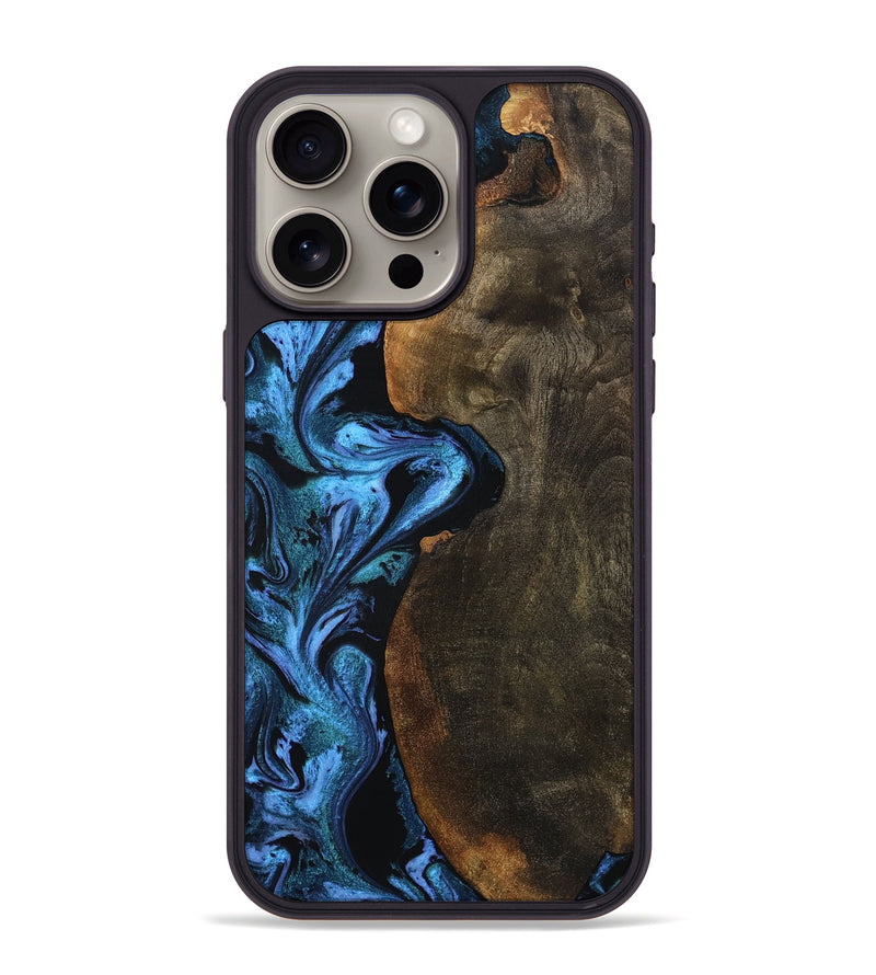 iPhone 15 Pro Max Wood Phone Case - Tamia (Blue, 801228)