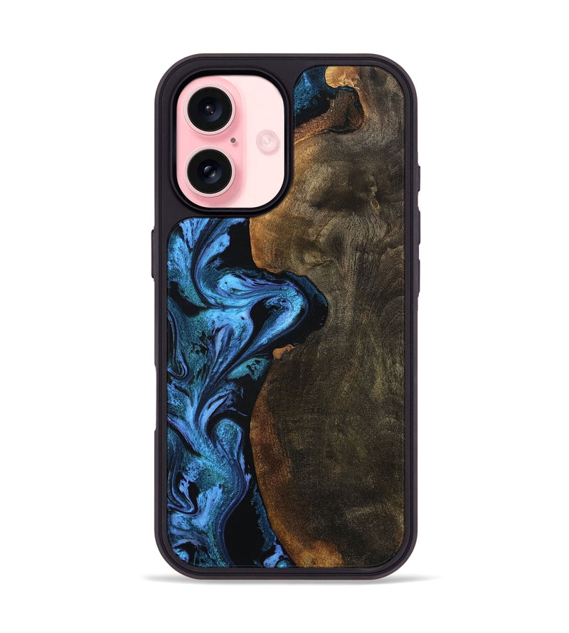 iPhone 16 Wood Phone Case - Tamia (Blue, 801228)