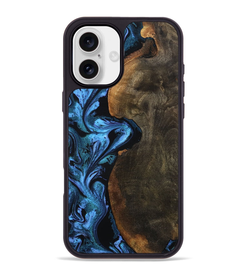 iPhone 16 Plus Wood Phone Case - Tamia (Blue, 801228)