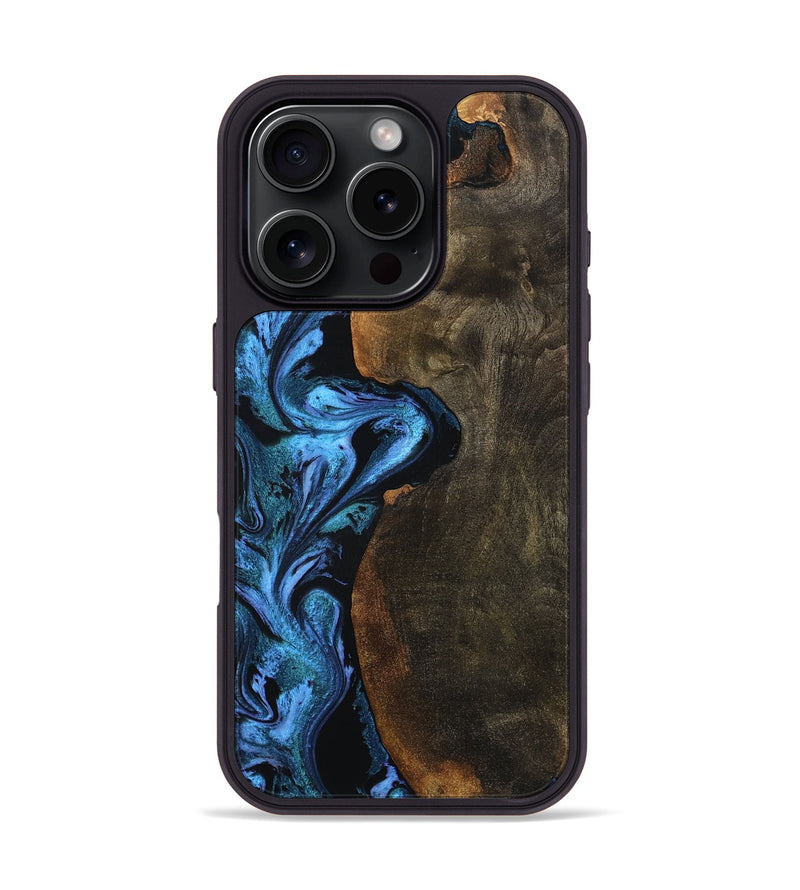 iPhone 16 Pro Wood Phone Case - Tamia (Blue, 801228)