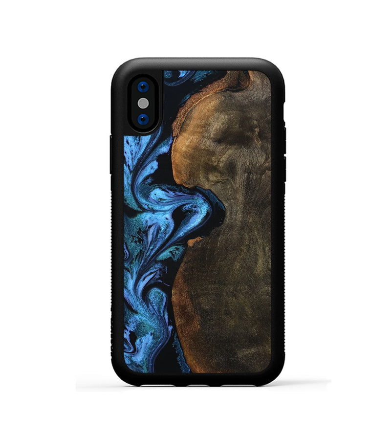 iPhone Xs Wood Phone Case - Tamia (Blue, 801228)