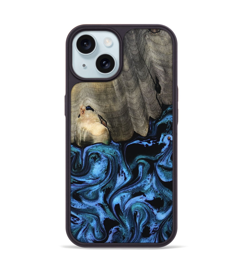 iPhone 15 Wood Phone Case - Kailyn (Blue, 801230)