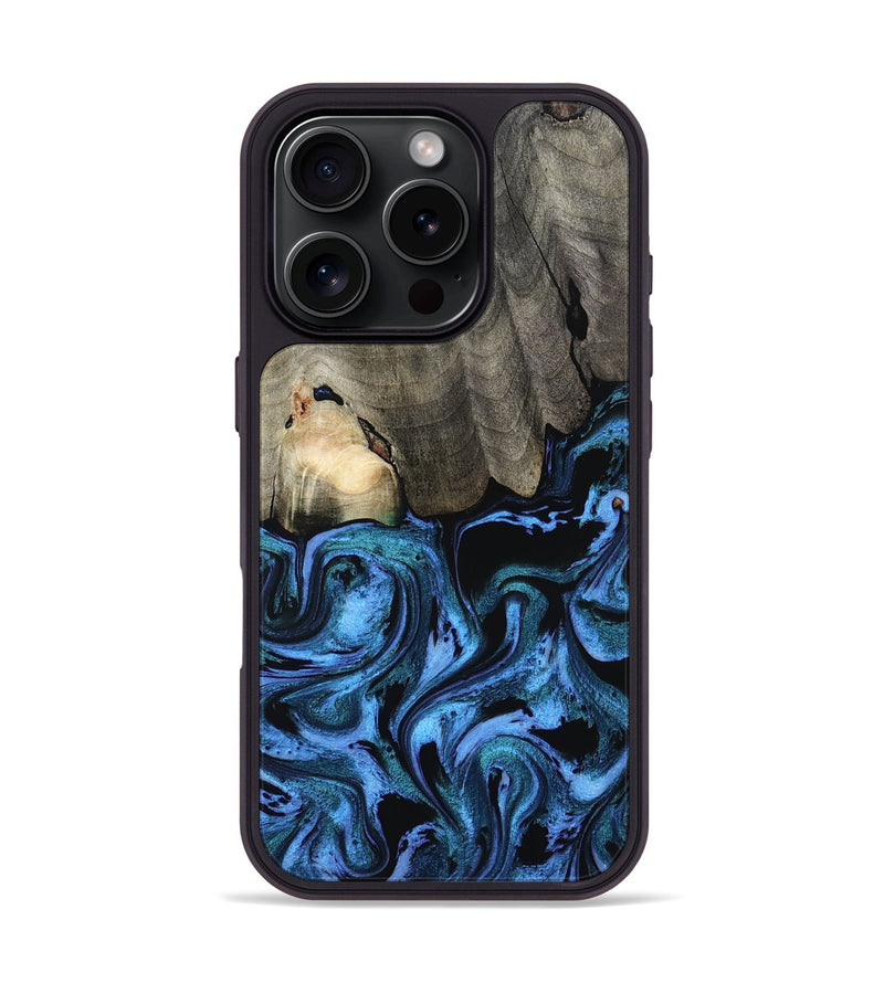 iPhone 16 Pro Wood Phone Case - Kailyn (Blue, 801230)
