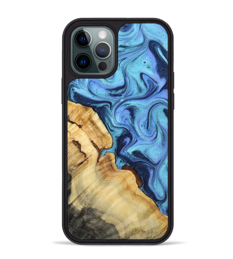 iPhone 12 Pro Max Wood Phone Case - Karrie (Blue, 801231)