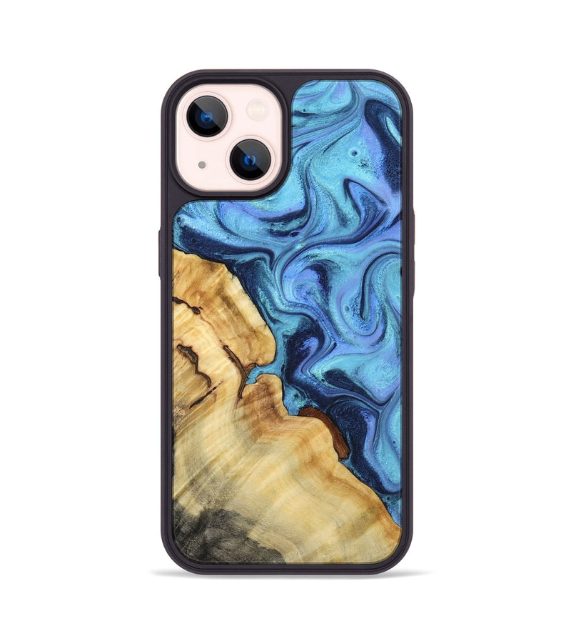 iPhone 14 Wood Phone Case - Karrie (Blue, 801231)