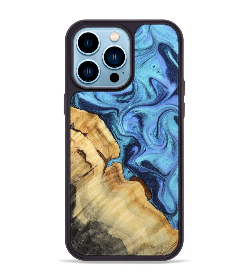 iPhone 14 Pro Max Wood Phone Case - Karrie (Blue, 801231)