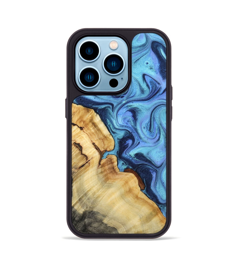 iPhone 14 Pro Wood Phone Case - Karrie (Blue, 801231)