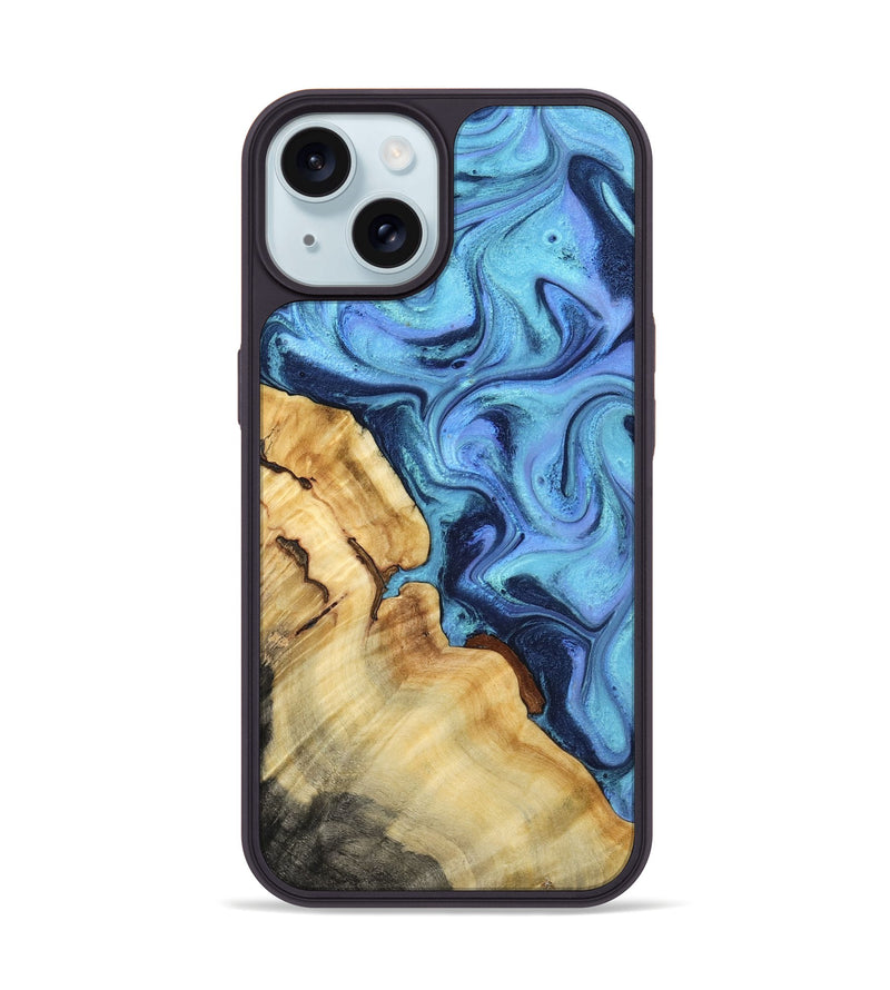 iPhone 15 Wood Phone Case - Karrie (Blue, 801231)