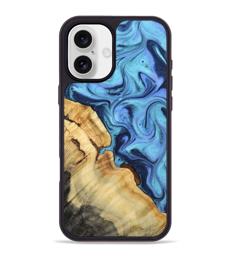 iPhone 16 Plus Wood Phone Case - Karrie (Blue, 801231)