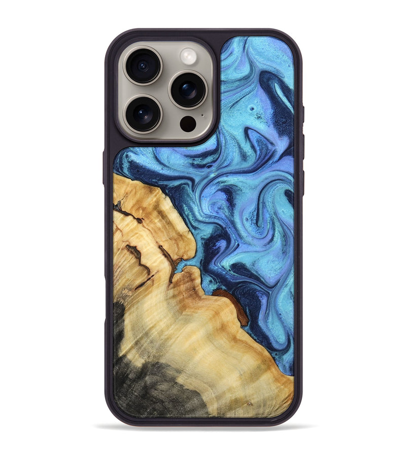 iPhone 16 Pro Max Wood Phone Case - Karrie (Blue, 801231)