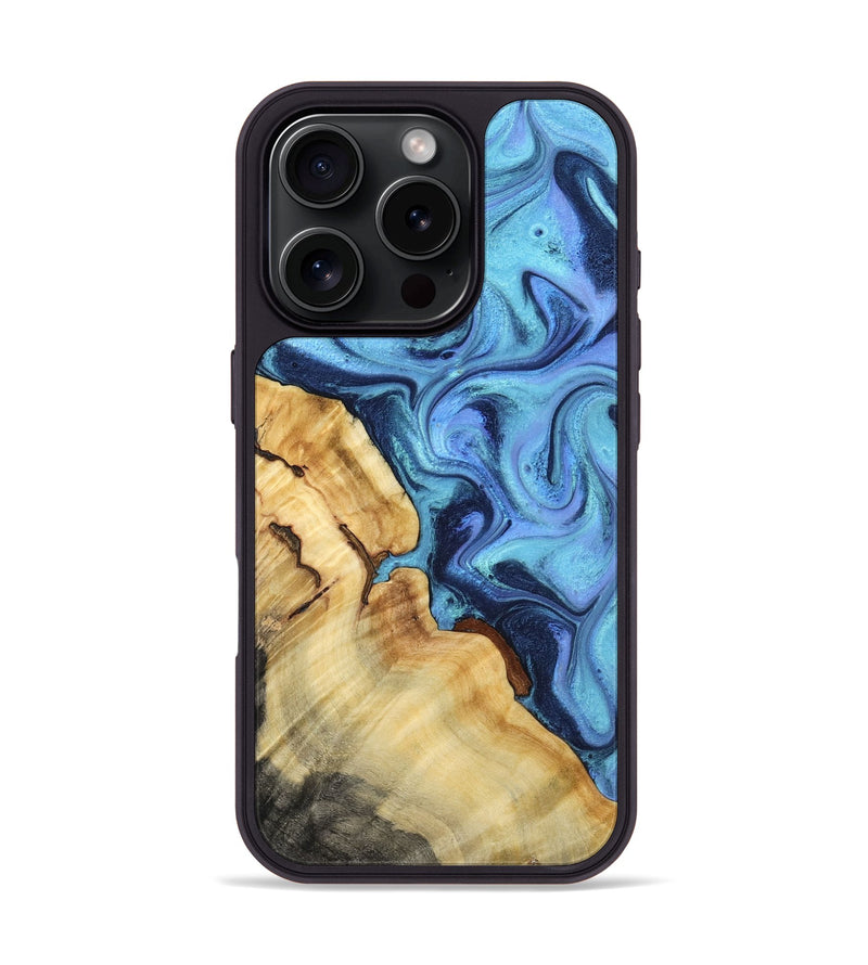 iPhone 16 Pro Wood Phone Case - Karrie (Blue, 801231)