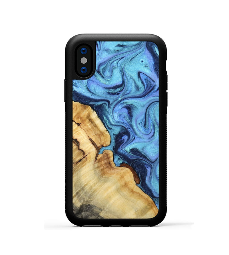 iPhone Xs Wood Phone Case - Karrie (Blue, 801231)
