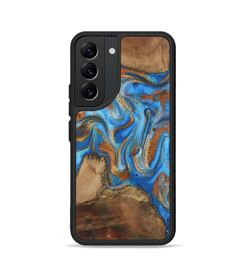 Galaxy S22 Wood Phone Case - Jayde (Teal & Gold, 801313)
