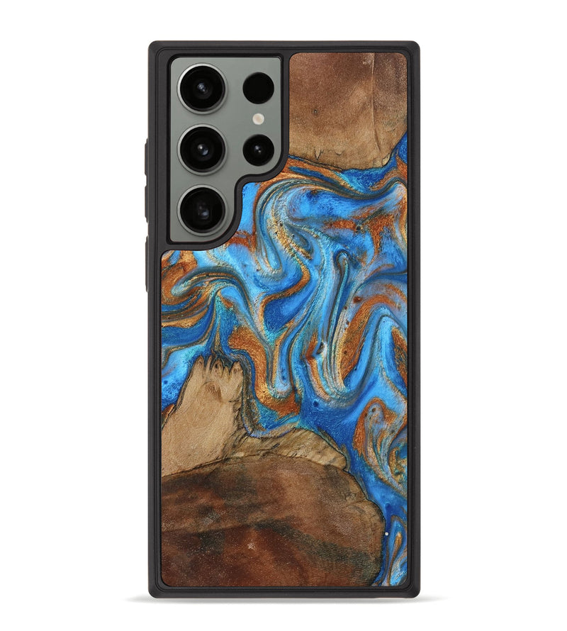 Galaxy S23 Ultra Wood Phone Case - Jayde (Teal & Gold, 801313)