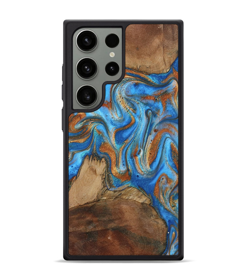 Galaxy S24 Ultra Wood Phone Case - Jayde (Teal & Gold, 801313)