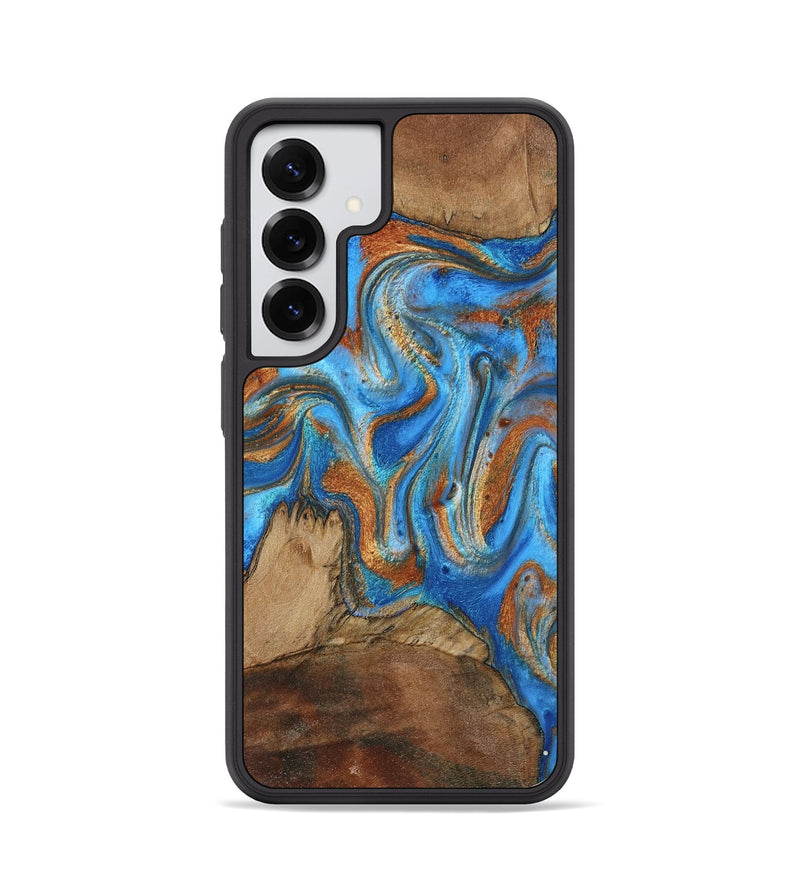 Galaxy S25 Wood Phone Case - Jayde (Teal & Gold, 801313)