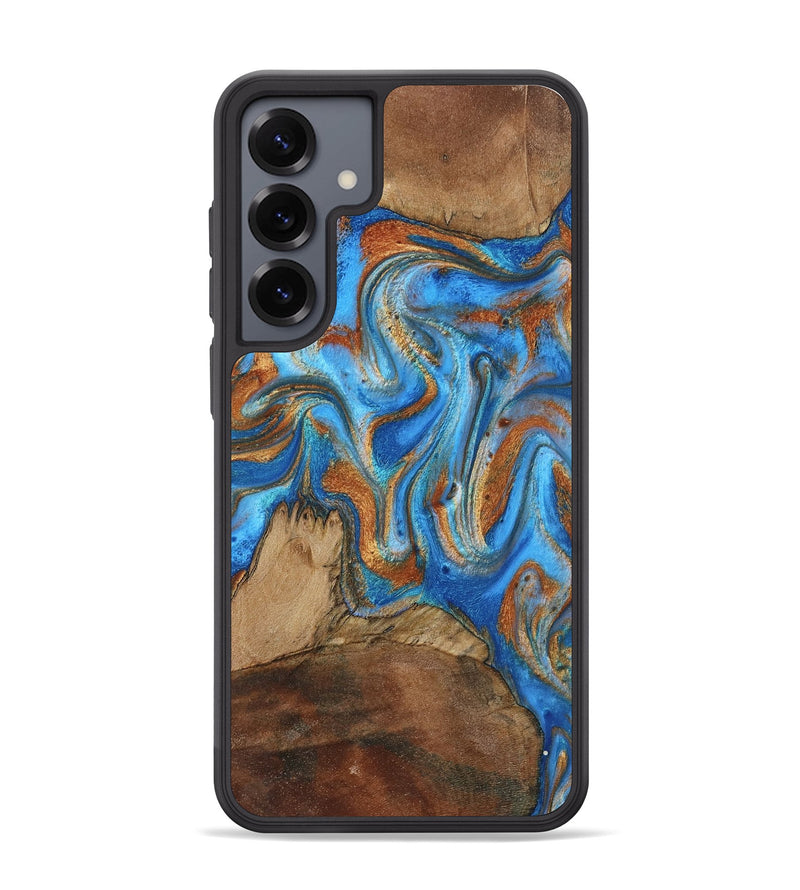 Galaxy S25 Plus Wood Phone Case - Jayde (Teal & Gold, 801313)