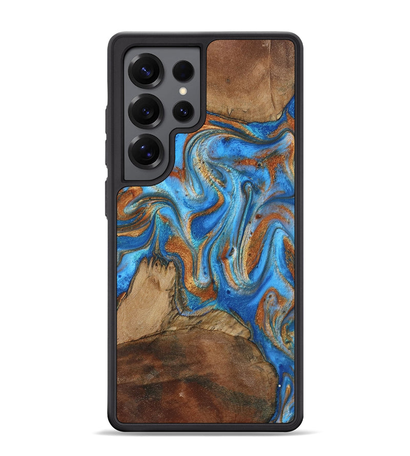Galaxy S25 Ultra Wood Phone Case - Jayde (Teal & Gold, 801313)