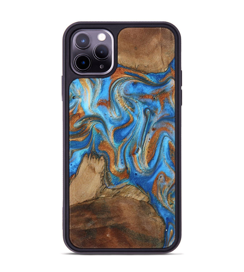 iPhone 11 Pro Max Wood Phone Case - Jayde (Teal & Gold, 801313)